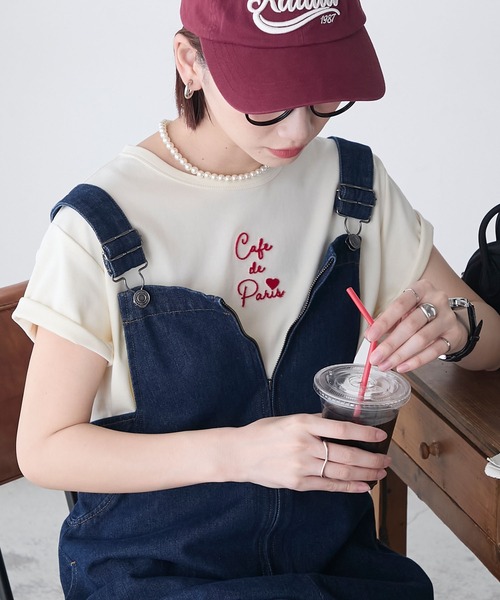 BONLECILL(ボンルシール)の「3D刺繍シルケットT(Tシャツ/カットソー・レディース・ネイビー/ブラック/アイボリー・FREE)」の11枚目の写真