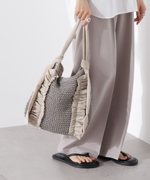 NANO universe | ギャザーフリルソフトペーパー編みバッグ(トートバッグ)