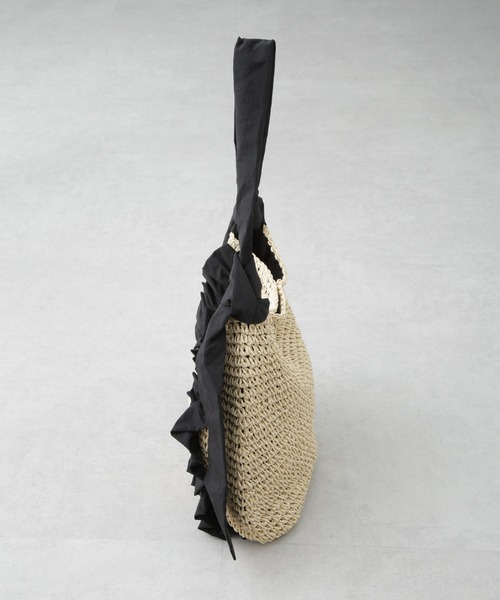 NANO universe（ナノユニバース）の「ギャザーフリルソフトペーパー編みバッグ（トートバッグ・レディース・ナチュラル/グレー系その他4・FREE）」の7枚目の写真