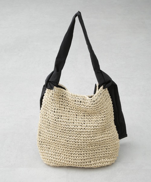 NANO universe（ナノユニバース）の「ギャザーフリルソフトペーパー編みバッグ（トートバッグ・レディース・ナチュラル/グレー系その他4・FREE）」の8枚目の写真