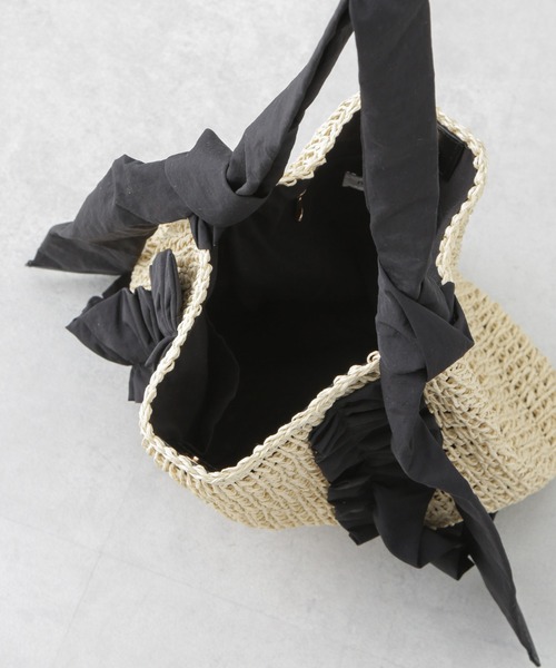 NANO universe（ナノユニバース）の「ギャザーフリルソフトペーパー編みバッグ（トートバッグ・レディース・ナチュラル/グレー系その他4・FREE）」の10枚目の写真