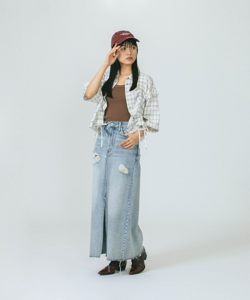 ROSE BUD(ローズバッド)の「CROPPED SHIRT(シャツ/ブラウス・レディース・ブルー/ホワイト・ONE SIZE)」の5枚目の写真