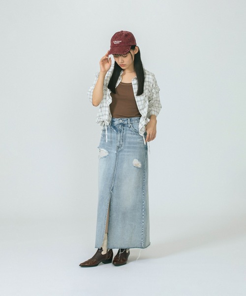 ROSE BUD(ローズバッド)の「CROPPED SHIRT(シャツ/ブラウス・レディース・ブルー/ホワイト・ONE SIZE)」の6枚目の写真
