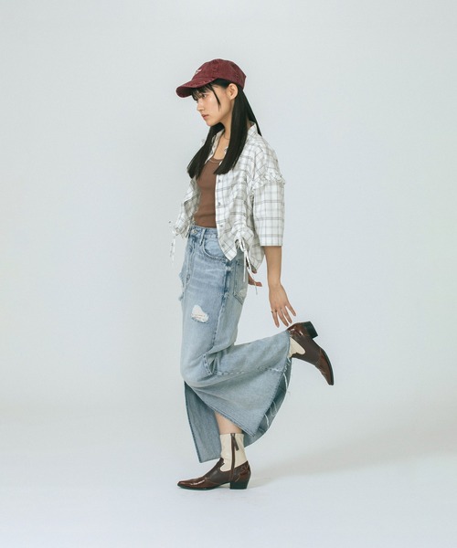ROSE BUD(ローズバッド)の「CROPPED SHIRT(シャツ/ブラウス・レディース・ブルー/ホワイト・ONE SIZE)」の8枚目の写真
