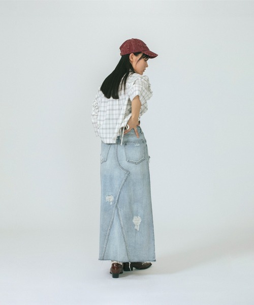 ROSE BUD(ローズバッド)の「CROPPED SHIRT(シャツ/ブラウス・レディース・ブルー/ホワイト・ONE SIZE)」の9枚目の写真
