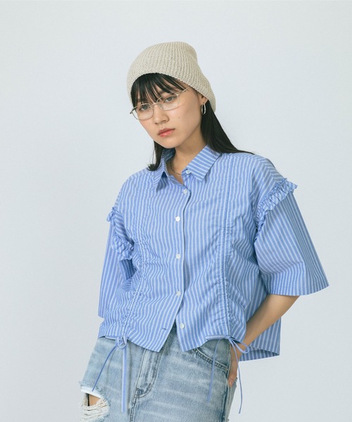 ROSE BUD(ローズバッド)の「CROPPED SHIRT(シャツ/ブラウス・レディース・ブルー/ホワイト・ONE SIZE)」の11枚目の写真