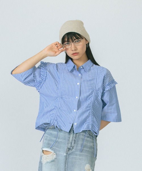 ROSE BUD(ローズバッド)の「CROPPED SHIRT(シャツ/ブラウス・レディース・ブルー/ホワイト・ONE SIZE)」の15枚目の写真