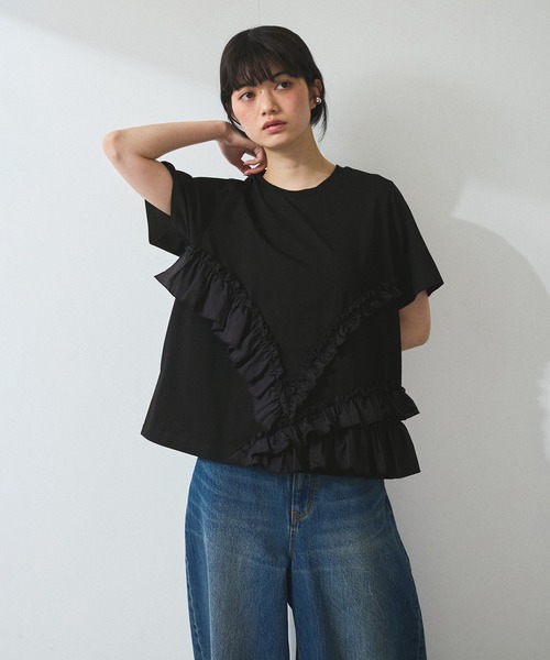 グラムリップス　アシンメトリーリップルトップス　ブラック ラッフルヘムアシメトップ / Ruffle Hem Asymmetric Top（その他