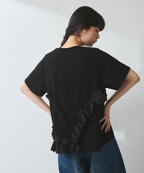MORABITO✨モラビト 変形Tシャツ トップス ラップ アシンメトリー 黒 Tシャツ メンズ 半袖 トップス アシンメトリー服 ビッグ