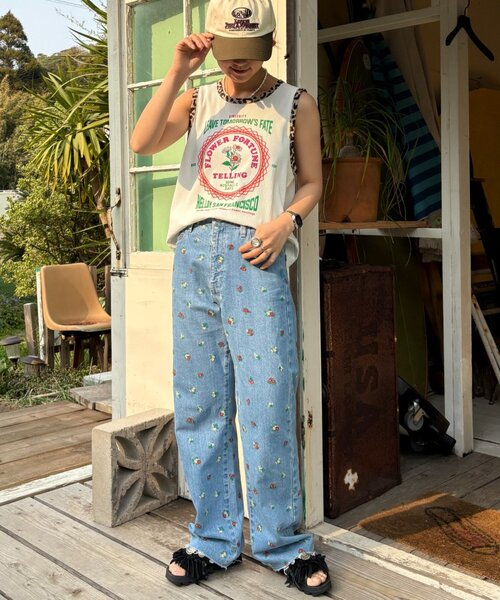 HELLO.SANFRANCISCO（ハローサンフランシスコ）の「【HELLO.SANFRANCISCO】アソート柄レオパードパイピングタンク（タンクトップ・レディース・オフホワイト/イエロー/サックスブルー/オレンジ・ONE SIZE）」の11枚目の写真