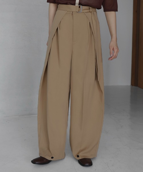hellam（へラム）の「サイドラップパンツ（スラックス・レディース・ブラック/グレイッシュベージュ/ブラウン/チャコール・FREE）」の15枚目の写真