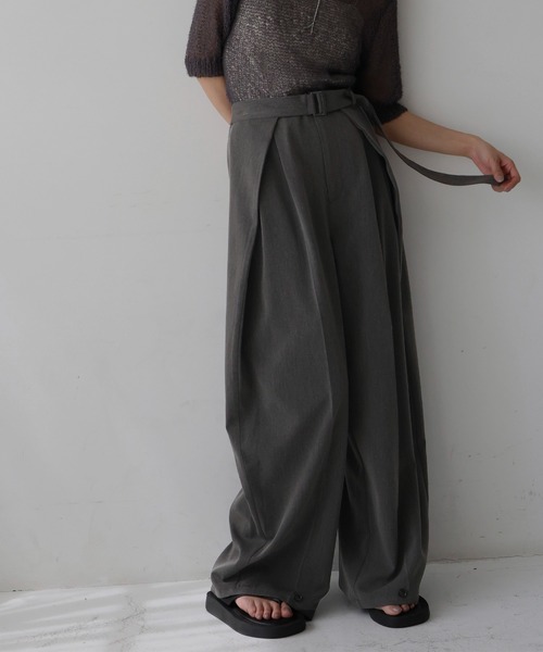 hellam（へラム）の「サイドラップパンツ（スラックス・レディース・ブラック/グレイッシュベージュ/ブラウン/チャコール・FREE）」の20枚目の写真