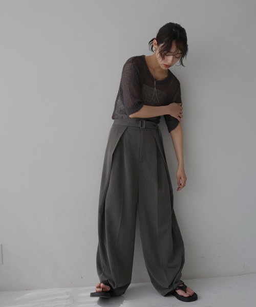 hellam（へラム）の「サイドラップパンツ（スラックス・レディース・ブラック/グレイッシュベージュ/ブラウン/チャコール・FREE）」の17枚目の写真