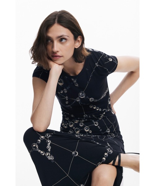 ミディ丈のハイブリッドフラワーワンピース | Desigual (Women