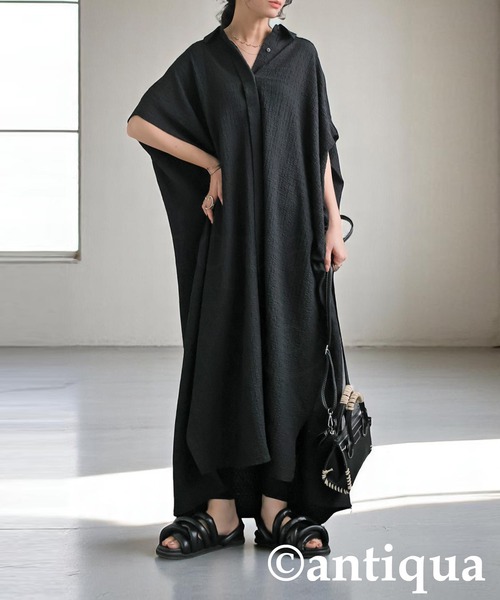 antiqua（アンティカ）の「ジャガードシャツワンピース（シャツワンピース・レディース・ブルー/ブラック・ONESIZE）」の3枚目の写真