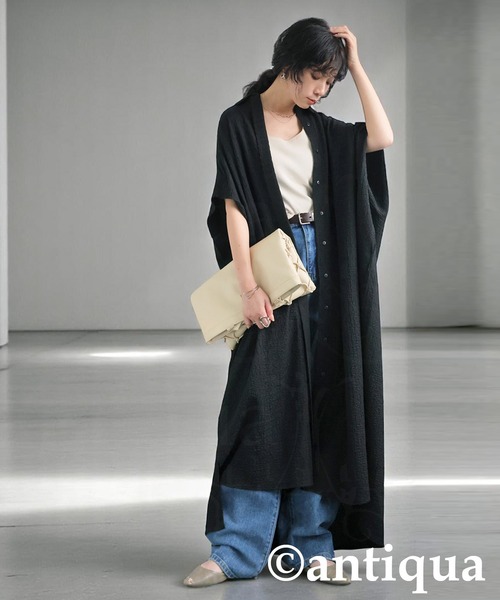 antiqua（アンティカ）の「ジャガードシャツワンピース（シャツワンピース・レディース・ブルー/ブラック・ONESIZE）」の6枚目の写真