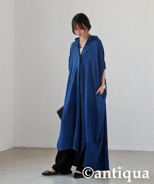 antiqua（アンティカ）の「ジャガードシャツワンピース（シャツワンピース・レディース・ブルー/ブラック・ONESIZE）」の9枚目の写真