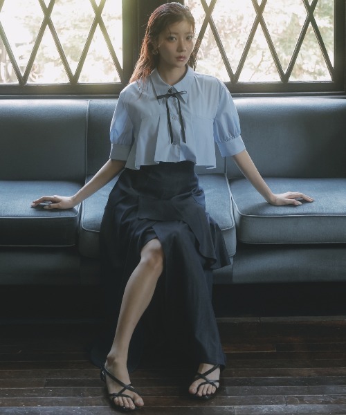 AND COUTURE(アンドクチュール)の「デニムライクレイヤードフリルスカート(スカート・レディース・ネイビー/ブルー/ブラック・SMALL/MEDIUM)」の12枚目の写真