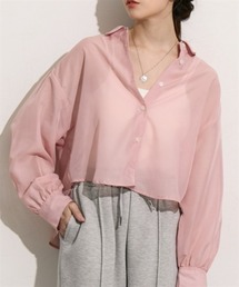 ショート丈シアーシャツ