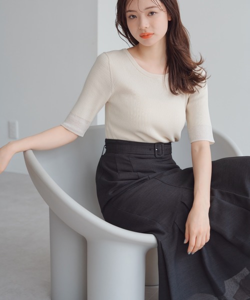 セール】2025春夏新作 麻調メッシュマーメイドスカート