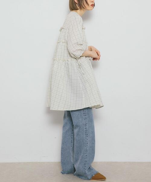 KBF（ケイビーエフ）の「サッカーチェックミニワンピース（ワンピース・レディース・ブラック系その他/ホワイト系その他/ベージュ系その他・ONE）」の7枚目の写真