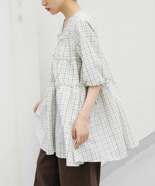 KBF（ケイビーエフ）の「サッカーチェックミニワンピース（ワンピース・レディース・ブラック系その他/ホワイト系その他/ベージュ系その他・ONE）」の14枚目の写真