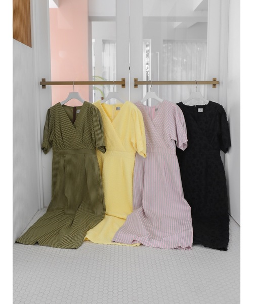 Katrin TOKYO（カトリーントーキョー）の「v-neck maxi onepiece（ワンピース・レディース・ブラック/レモンイエロー/ストライプ/チェック・XS/S/M/S-Short）」の11枚目の写真