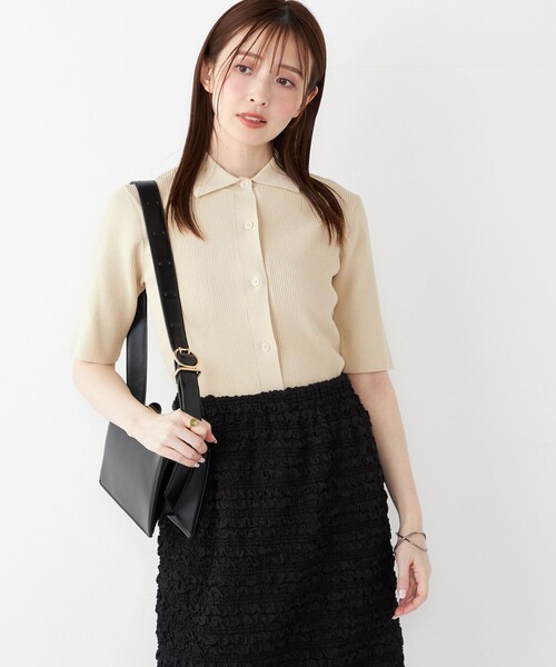 今だけお値下げ中　yori マリンドットパフポロニット マリンドットパフポロニット ヨリ yori 25SS マリンドットパフポロ