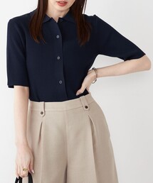 SHIPS Colors:〈手洗い可能〉リブ ショートスリーブ ニット ポロ