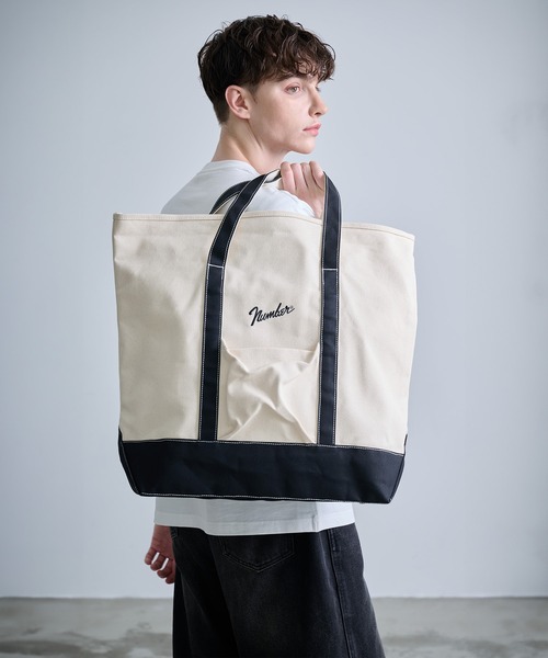 ナンバーナイン Number (n)ine レザー キャンバス トートバッグ ナンバーナイン Number (n)ine レザー キャンバス トートバッグ