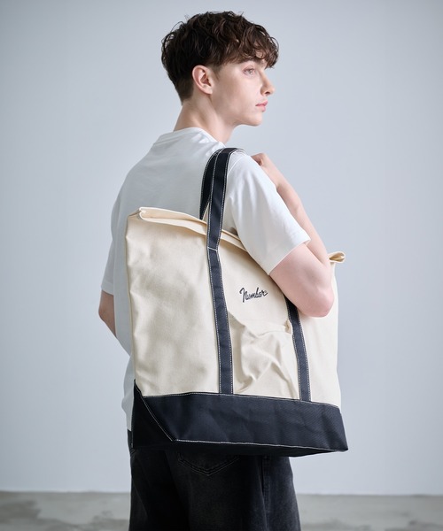 NUMBER (N)INE（ナンバーナイン）の「【NUMBER(N)INE/ナンバーナイン】CANVAS TOTE/キャンバストートバッグ（トートバッグ・メンズ・ホワイト/ブラック系その他/ブラック・FREE）」の13枚目の写真