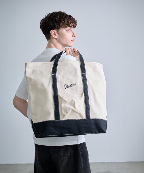 NUMBER (N)INE（ナンバーナイン）の「【NUMBER(N)INE/ナンバーナイン】CANVAS TOTE/キャンバストートバッグ（トートバッグ・メンズ・ホワイト/ブラック系その他/ブラック・FREE）」の8枚目の写真