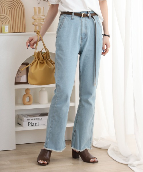 atONE（アットワン）の「コットンデニムフレアパンツ（デニムパンツ・レディース・ダークネイビー/ネイビー/ライトブルー・M/L/LL）」の15枚目の写真
