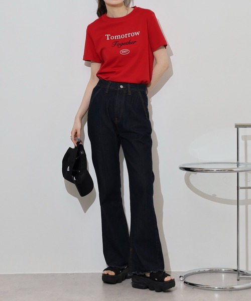 atONE（アットワン）の「コットンデニムフレアパンツ（デニムパンツ・レディース・ダークネイビー/ネイビー/ライトブルー・M/L/LL）」の21枚目の写真