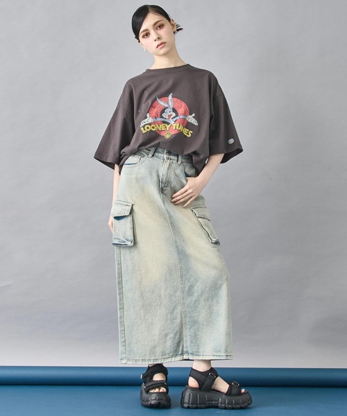 ANAP（アナップ）の「デニム カーゴ ロング スカート（スカート・レディース・ライトブルー/ブルー・S/M）」の22枚目の写真