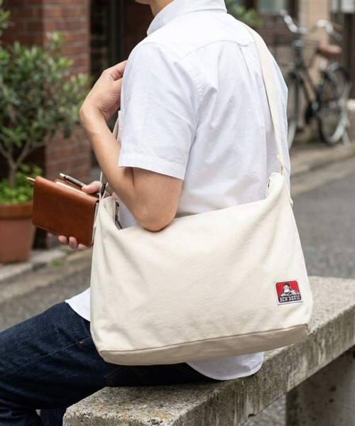 BEN DAVIS（ベンデイビス）の「BEN DAVIS ベンデイビス BIG CANVAS SHOULDER（ショルダーバッグ・メンズ・キャメル/ブラック/カーキ/ナチュラル・FREE）」の3枚目の写真