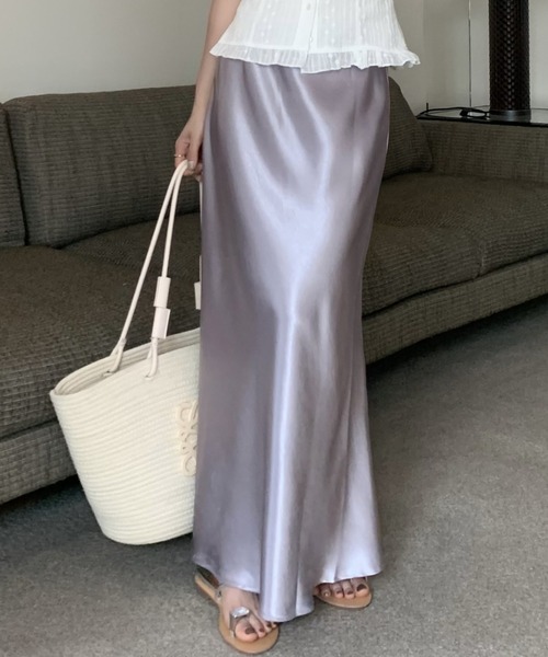 FREE STYLISTS(フリー スタイリスト)の「YUGA_YGMC Satin mermaid skirt(スカート・レディース・ライトグリーン/パープル/ラベンダー/シャンパン/ゴールド/ブラック・L/M)」の1枚目の写真