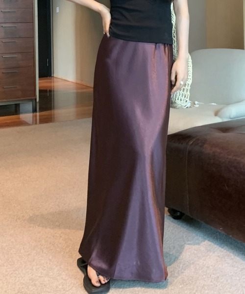 FREE STYLISTS(フリー スタイリスト)の「YUGA_YGMC Satin mermaid skirt(スカート・レディース・ライトグリーン/パープル/ラベンダー/シャンパン/ゴールド/ブラック・L/M)」の5枚目の写真