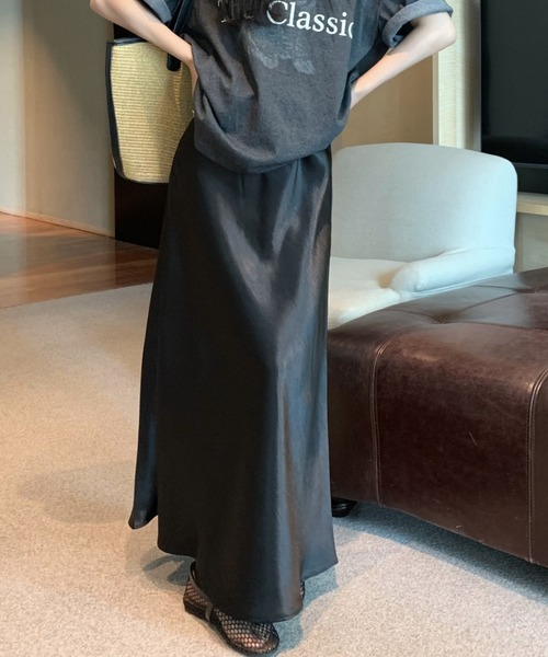 FREE STYLISTS(フリー スタイリスト)の「YUGA_YGMC Satin mermaid skirt(スカート・レディース・ライトグリーン/パープル/ラベンダー/シャンパン/ゴールド/ブラック・L/M)」の7枚目の写真