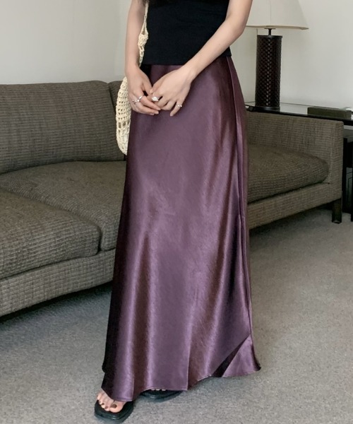 FREE STYLISTS(フリー スタイリスト)の「YUGA_YGMC Satin mermaid skirt(スカート・レディース・ライトグリーン/パープル/ラベンダー/シャンパン/ゴールド/ブラック・L/M)」の17枚目の写真