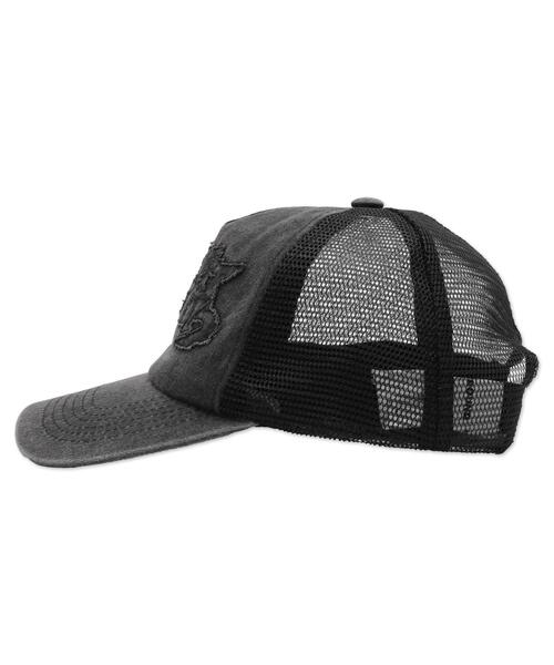 SHORT ROUND（ショートラウンド）の「SHOT ROUND/ダメージアップリケメッシュキャップ（キャップ・メンズ・ブラック/グレー・FREE）」の7枚目の写真