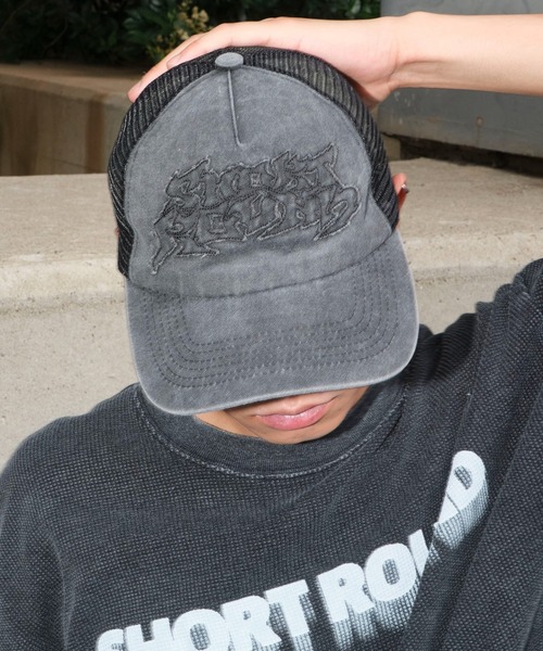 セール】SHOT ROUND/ダメージアップリケメッシュキャップ