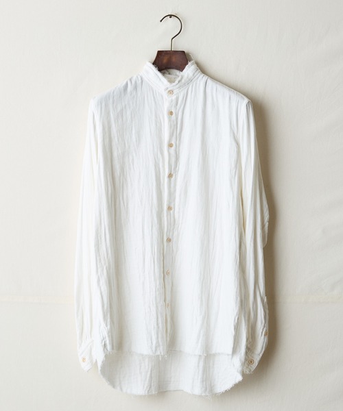suzuki takayuki(スズキタカユキ)の「frayed standing-collar shirt(シャツ/ブラウス・メンズ・チャコールグレー/ホワイト/ブラック・02/01)」の2枚目の写真