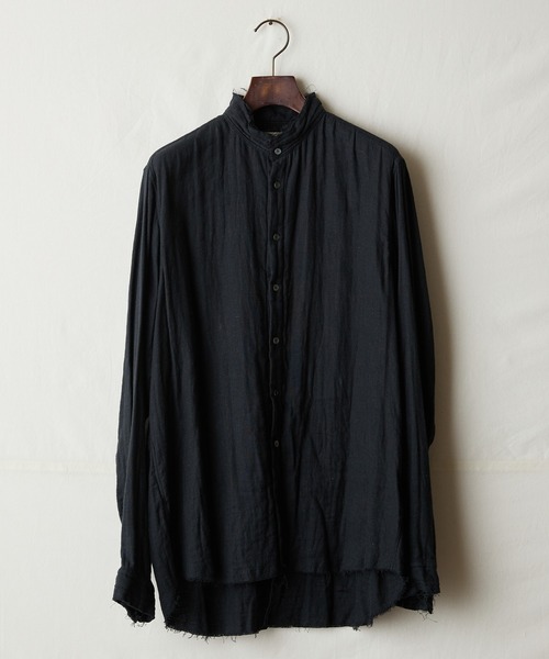 suzuki takayuki(スズキタカユキ)の「frayed standing-collar shirt(シャツ/ブラウス・メンズ・チャコールグレー/ホワイト/ブラック・02/01)」の1枚目の写真