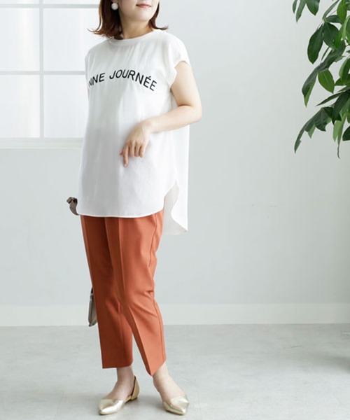 BELLUNA PLUS(ベルーナ)の「ジャカード楊柳ロゴプルオーバー(Tシャツ/カットソー・レディース・ブラック/ホワイト・MEDIUM)」の11枚目の写真
