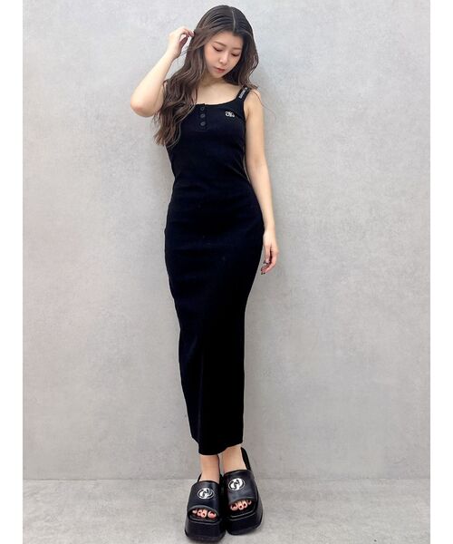 GYDA(ジェイダ)の「フロントボタンSymmetryGYDAキャミロングワンピース(ワンピース・レディース・ネイビー/グレー/ブラック・FREE)」の8枚目の写真