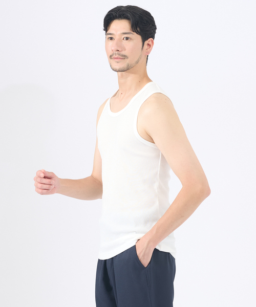 AH ABAHOUSE（エーエイチアバハウス）の「【AH ABAHOUSE】テレコ タンクトップ（Tシャツ/カットソー・メンズ・グレー/ブラック/ホワイト・46/48）」の2枚目の写真