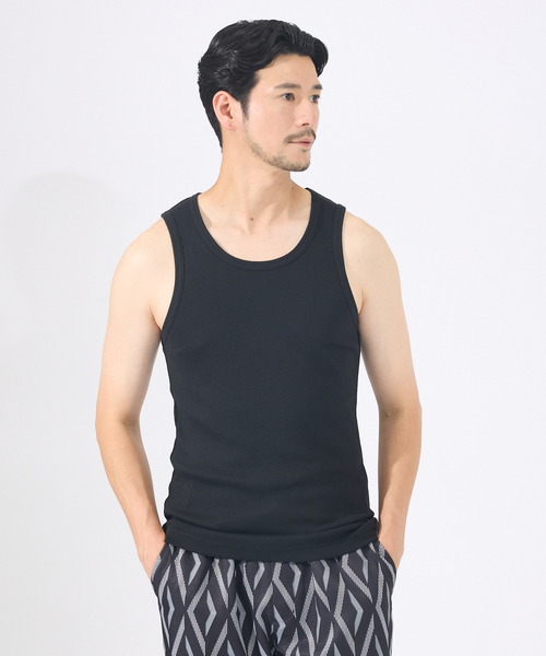 AH ABAHOUSE（エーエイチアバハウス）の「【AH ABAHOUSE】テレコ タンクトップ（Tシャツ/カットソー・メンズ・グレー/ブラック/ホワイト・46/48）」の3枚目の写真