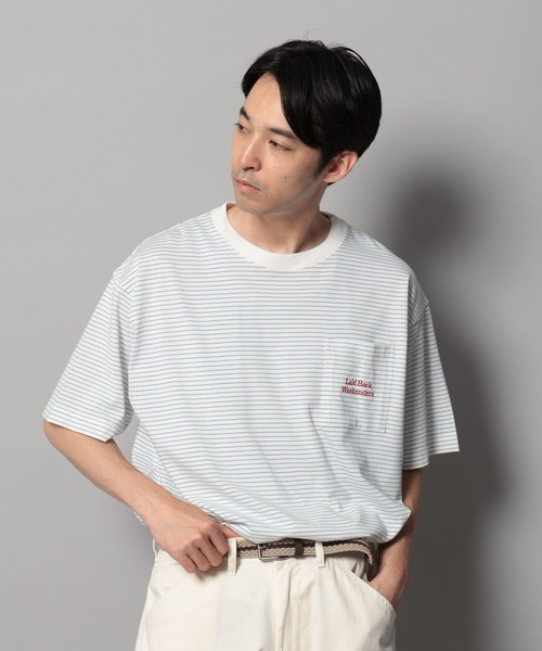 BAYFLOW（ベイフロー）の「[トレンド感]シシュウボーダーＴ（Tシャツ/カットソー・メンズ・ブルー/ブラック/ブラウン・LARGE/MEDIUM）」の3枚目の写真