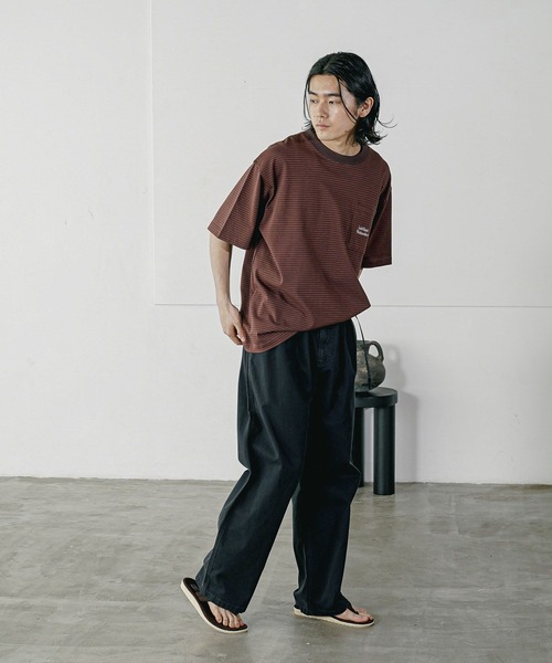 BAYFLOW（ベイフロー）の「[トレンド感]シシュウボーダーＴ（Tシャツ/カットソー・メンズ・ブルー/ブラック/ブラウン・LARGE/MEDIUM）」の20枚目の写真